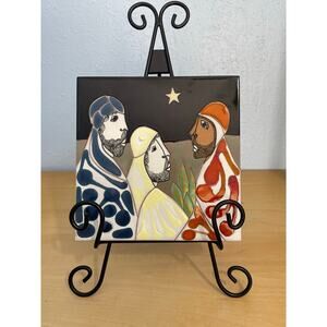 Vintage Frances Marrero Ceramic Tile 3 Wise Men Hand Painted Christmas Star